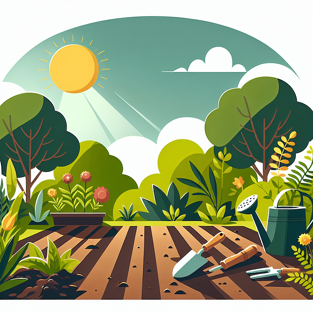 peaceful garden spot with sunlight and rich soil