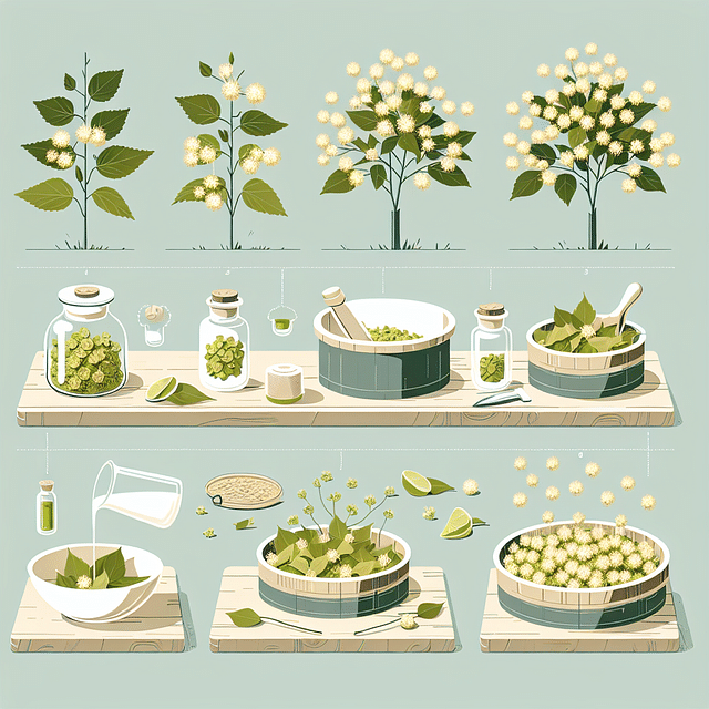 dried organic linden flowers in a serene setting