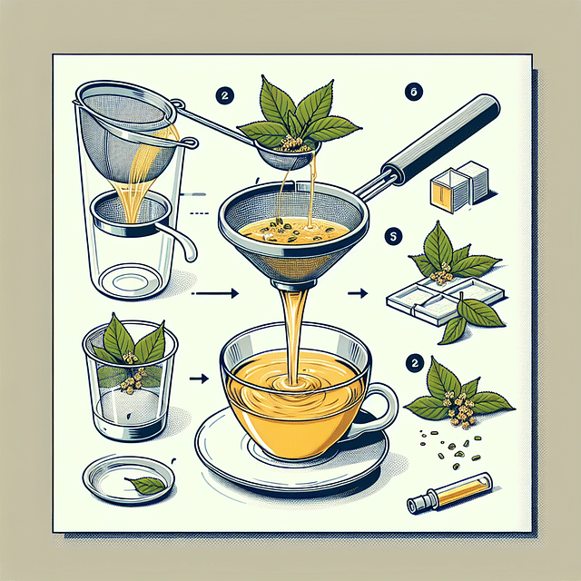 straining linden tea into a clean cup