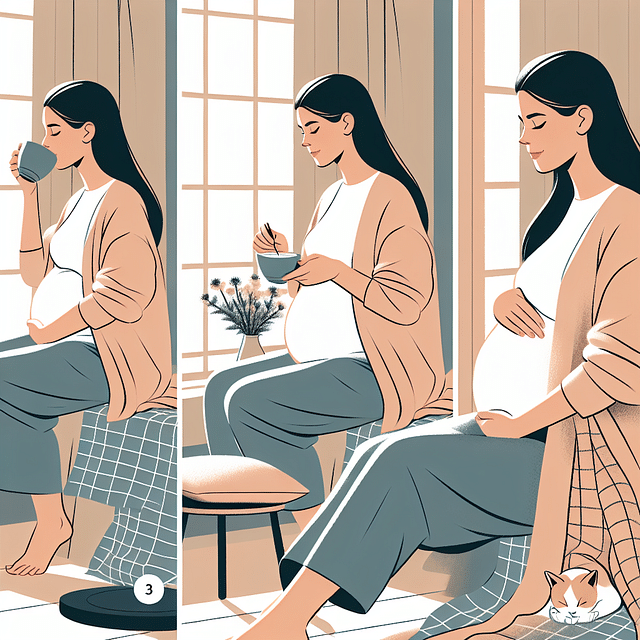 expectant mother enjoying a cup of chamomile tea in a peaceful setting