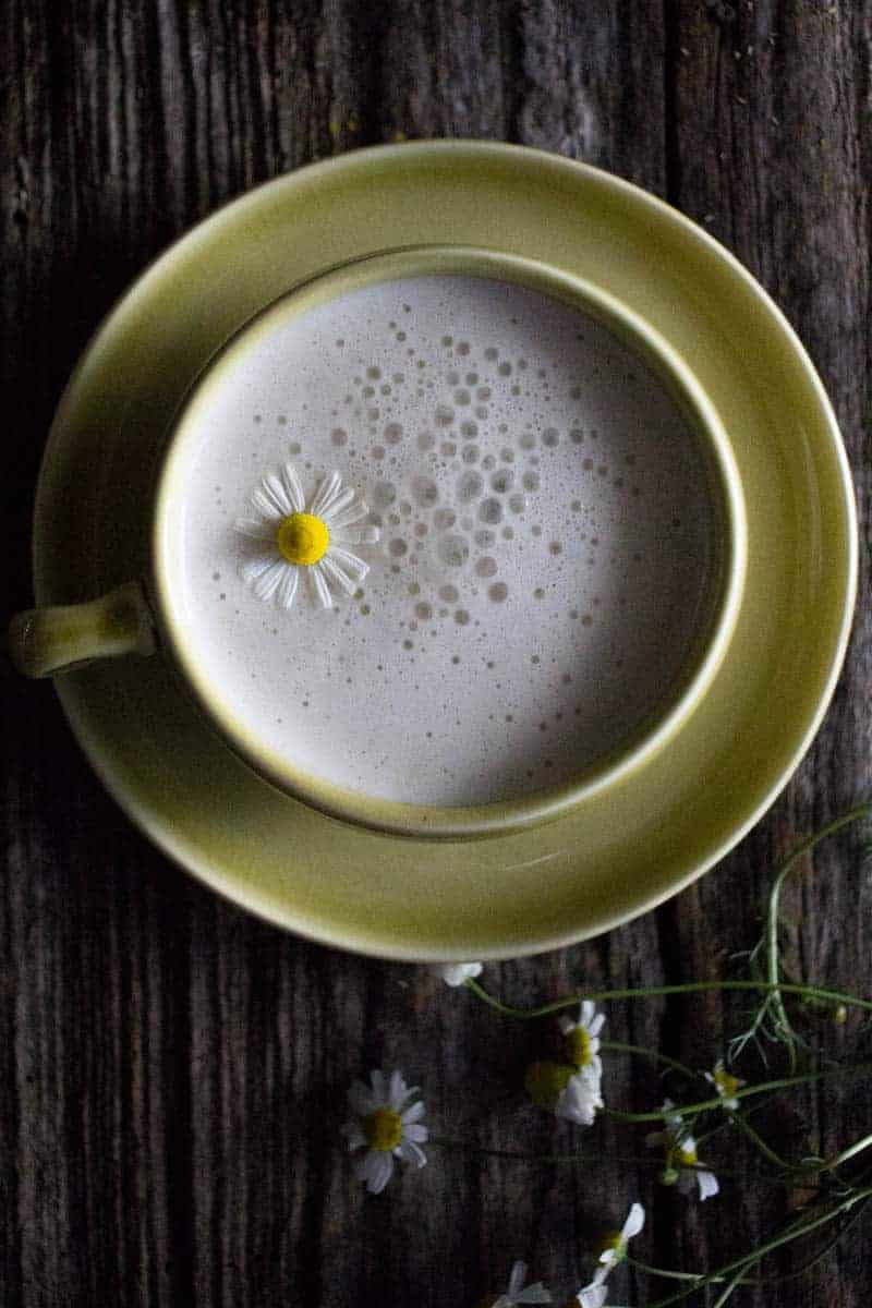 chamomile tea in a tranquil setting