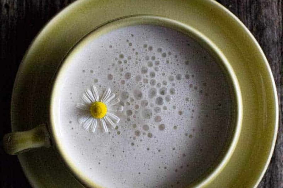 chamomile tea in a tranquil setting
