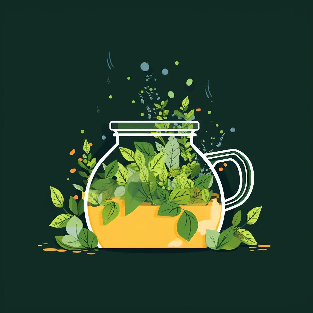Alcohol being poured over herbs in a jar