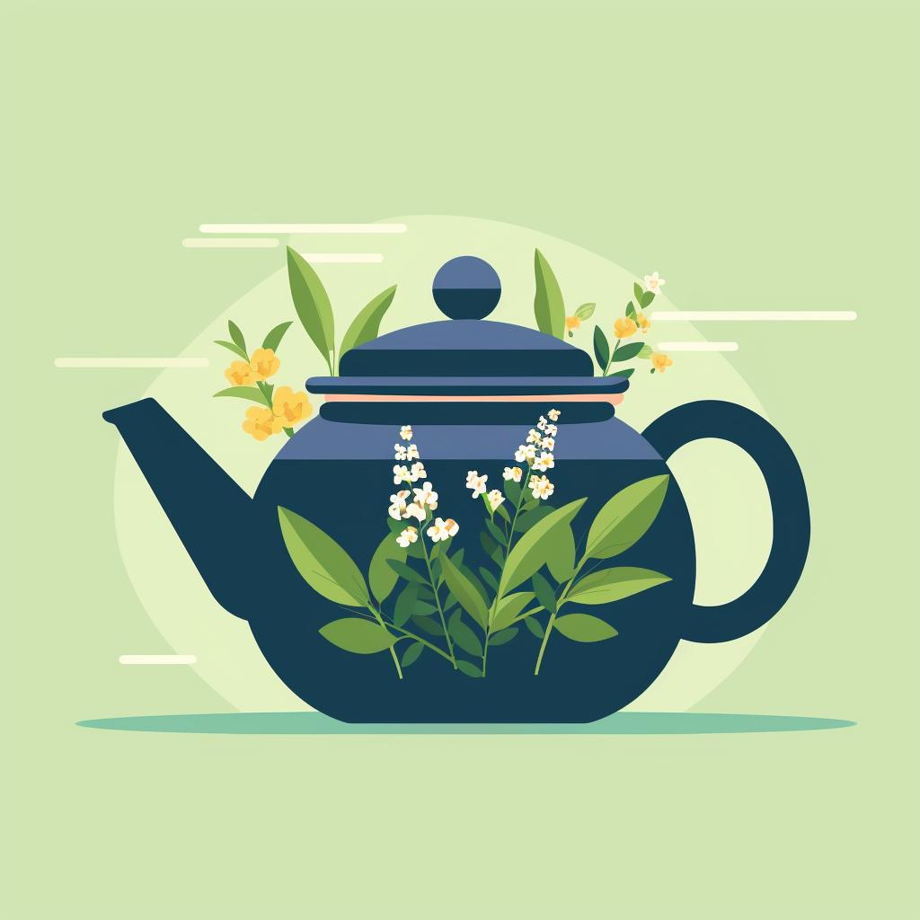 Herbal tea steeping in a teapot