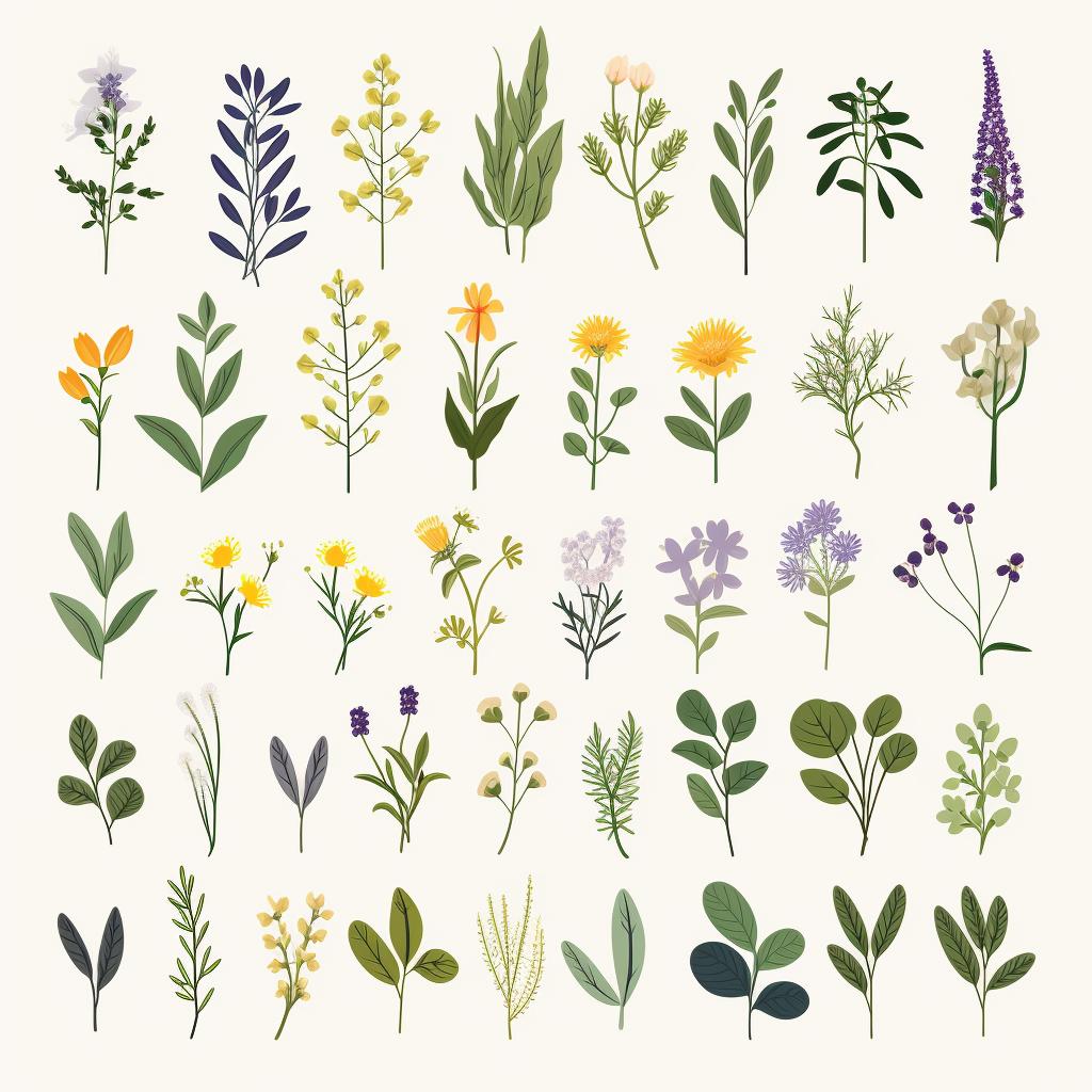 A selection of various medicinal herbs