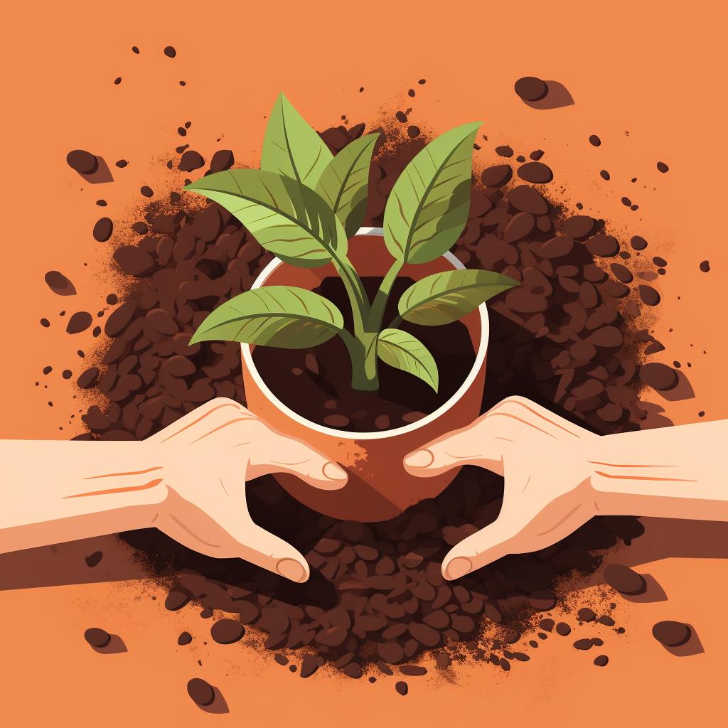 Hands preparing soil in a garden or pot